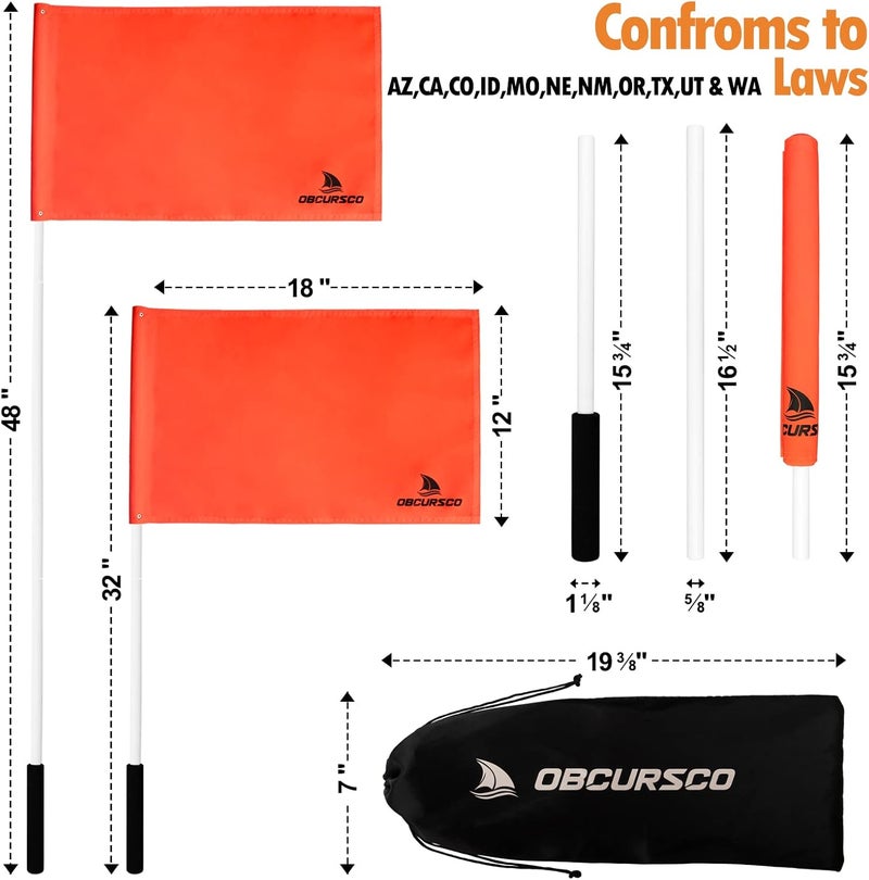 Obcursco 48-Inch Orange Boat Flag with Pole, Floatable 12"x 18" Water Ski Flag, 3-Section Skier Down for Safety, Watersports, Wakeboard, Kneeboard, and Towable Tube - Image 3